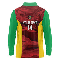 Custom Guyana Cricket Long Sleeve Polo Shirt Go Amazon Warriors Marble Pattern - Wonder Print Shop