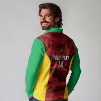 Custom Guyana Cricket Long Sleeve Polo Shirt Go Amazon Warriors Marble Pattern - Wonder Print Shop
