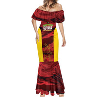 Custom Guyana Cricket Mermaid Dress Go Amazon Warriors Marble Pattern - Wonder Print Shop