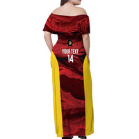 Custom Guyana Cricket Off Shoulder Maxi Dress Go Amazon Warriors Marble Pattern - Wonder Print Shop