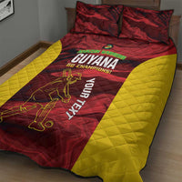 Custom Guyana Cricket Quilt Bed Set Go Amazon Warriors Marble Pattern - Wonder Print Shop