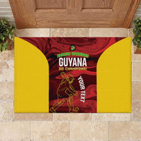 Custom Guyana Cricket Rubber Doormat Go Amazon Warriors Marble Pattern - Wonder Print Shop