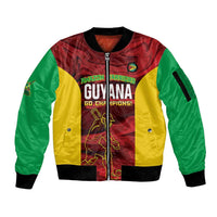 Custom Guyana Cricket Sleeve Zip Bomber Jacket Go Amazon Warriors Marble Pattern - Wonder Print Shop