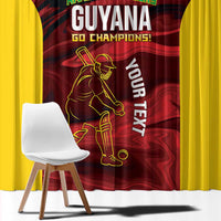 Custom Guyana Cricket Window Curtain Go Amazon Warriors Marble Pattern - Wonder Print Shop