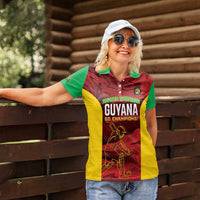 Custom Guyana Cricket Women Polo Shirt Go Amazon Warriors Marble Pattern - Wonder Print Shop