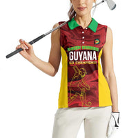 Custom Guyana Cricket Women Sleeveless Polo Shirt Go Amazon Warriors Marble Pattern - Wonder Print Shop