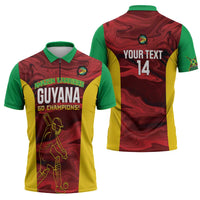 Custom Guyana Cricket Zipper Polo Shirt Go Amazon Warriors Marble Pattern - Wonder Print Shop