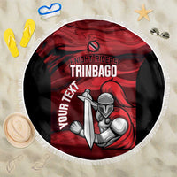 Custom Trinbago Cricket Beach Blanket Go Knight Riders Marble Pattern - Wonder Print Shop