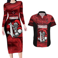 Custom Trinbago Cricket Couples Matching Long Sleeve Bodycon Dress and Hawaiian Shirt Go Knight Riders Marble Pattern - Wonder Print Shop