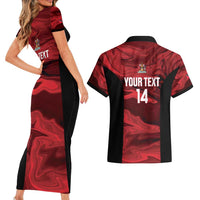 Custom Trinbago Cricket Couples Matching Short Sleeve Bodycon Dress and Hawaiian Shirt Go Knight Riders Marble Pattern - Wonder Print Shop