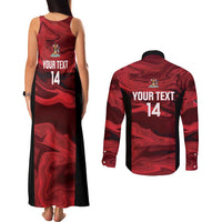 Custom Trinbago Cricket Couples Matching Tank Maxi Dress and Long Sleeve Button Shirt Go Knight Riders Marble Pattern - Wonder Print Shop