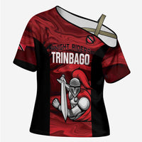Custom Trinbago Cricket Cross Shoulder Shirt Go Knight Riders Marble Pattern - Wonder Print Shop