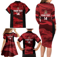 Custom Trinbago Cricket Family Matching Long Sleeve Bodycon Dress and Hawaiian Shirt Go Knight Riders Marble Pattern - Wonder Print Shop