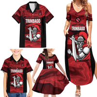 Custom Trinbago Cricket Family Matching Summer Maxi Dress and Hawaiian Shirt Go Knight Riders Marble Pattern - Wonder Print Shop