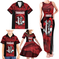 Custom Trinbago Cricket Family Matching Tank Maxi Dress and Hawaiian Shirt Go Knight Riders Marble Pattern - Wonder Print Shop