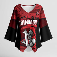 Custom Trinbago Cricket Kimono Sleeve Blouse Go Knight Riders Marble Pattern - Wonder Print Shop