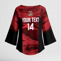 Custom Trinbago Cricket Kimono Sleeve Blouse Go Knight Riders Marble Pattern - Wonder Print Shop