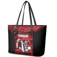 Custom Trinbago Cricket Leather Tote Bag Go Knight Riders Marble Pattern - Wonder Print Shop