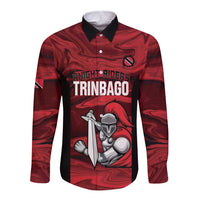 Custom Trinbago Cricket Long Sleeve Button Shirt Go Knight Riders Marble Pattern - Wonder Print Shop
