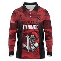 Custom Trinbago Cricket Long Sleeve Polo Shirt Go Knight Riders Marble Pattern - Wonder Print Shop