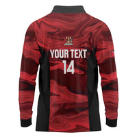 Custom Trinbago Cricket Long Sleeve Polo Shirt Go Knight Riders Marble Pattern - Wonder Print Shop