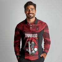 Custom Trinbago Cricket Long Sleeve Polo Shirt Go Knight Riders Marble Pattern - Wonder Print Shop