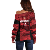 Custom Trinbago Cricket Off Shoulder Sweater Go Knight Riders Marble Pattern - Wonder Print Shop