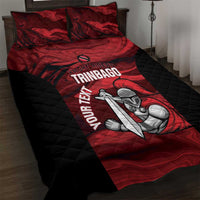 Custom Trinbago Cricket Quilt Bed Set Go Knight Riders Marble Pattern - Wonder Print Shop