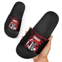 Custom Trinbago Cricket Slide Sandals Go Knight Riders Marble Pattern - Wonder Print Shop