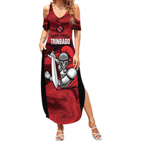 Custom Trinbago Cricket Summer Maxi Dress Go Knight Riders Marble Pattern - Wonder Print Shop