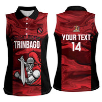 Custom Trinbago Cricket Women Sleeveless Polo Shirt Go Knight Riders Marble Pattern - Wonder Print Shop