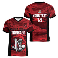 Custom Trinbago Cricket Women V-Neck T-Shirt Go Knight Riders Marble Pattern - Wonder Print Shop
