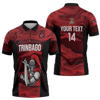 Custom Trinbago Cricket Zipper Polo Shirt Go Knight Riders Marble Pattern - Wonder Print Shop