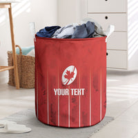 Custom Canada Rugby 2026 Laundry Basket Maple Leaf Striped Line Style