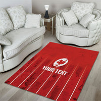 Custom Canada Rugby 2026 Area Rug Maple Leaf Striped Line Style