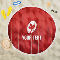 Custom Canada Rugby 2026 Beach Blanket Maple Leaf Striped Line Style