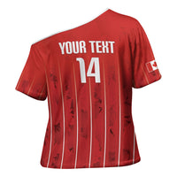 Custom Canada Rugby 2026 Cross Shoulder Shirt Maple Leaf Striped Line Style