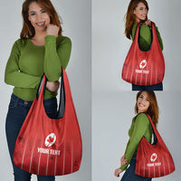 Custom Canada Rugby 2026 Grocery Bag Maple Leaf Striped Line Style