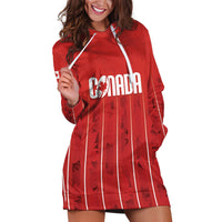 Custom Canada Rugby 2026 Hoodie Dress Maple Leaf Striped Line Style
