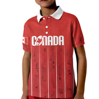 Custom Canada Rugby 2026 Kid Polo Shirt Maple Leaf Striped Line Style