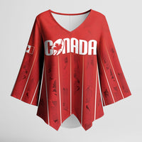 Custom Canada Rugby 2026 Kimono Sleeve Blouse Maple Leaf Striped Line Style