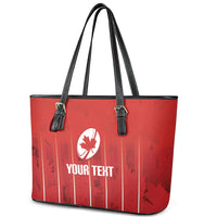 Custom Canada Rugby 2026 Leather Tote Bag Maple Leaf Striped Line Style