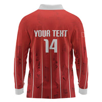 Custom Canada Rugby 2026 Long Sleeve Polo Shirt Maple Leaf Striped Line Style
