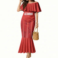 Custom Canada Rugby 2026 Mermaid Dress Maple Leaf Striped Line Style