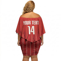 Custom Canada Rugby 2026 Off Shoulder Short Dress Maple Leaf Striped Line Style