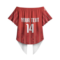 Custom Canada Rugby 2026 Off Shoulder Wrap Waist Top Maple Leaf Striped Line Style