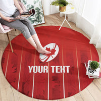 Custom Canada Rugby 2026 Round Carpet Maple Leaf Striped Line Style