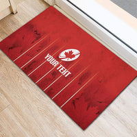 Custom Canada Rugby 2026 Rubber Doormat Maple Leaf Striped Line Style