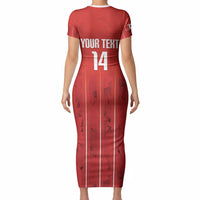 Custom Canada Rugby 2026 Short Sleeve Bodycon Dress Maple Leaf Striped Line Style