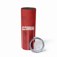 Custom Canada Rugby 2026 Skinny Tumbler Maple Leaf Striped Line Style